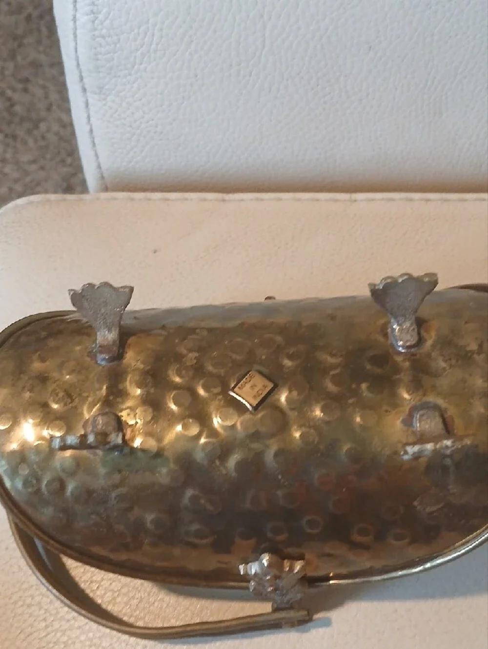 Hammered Brass Basket with Arch Handle